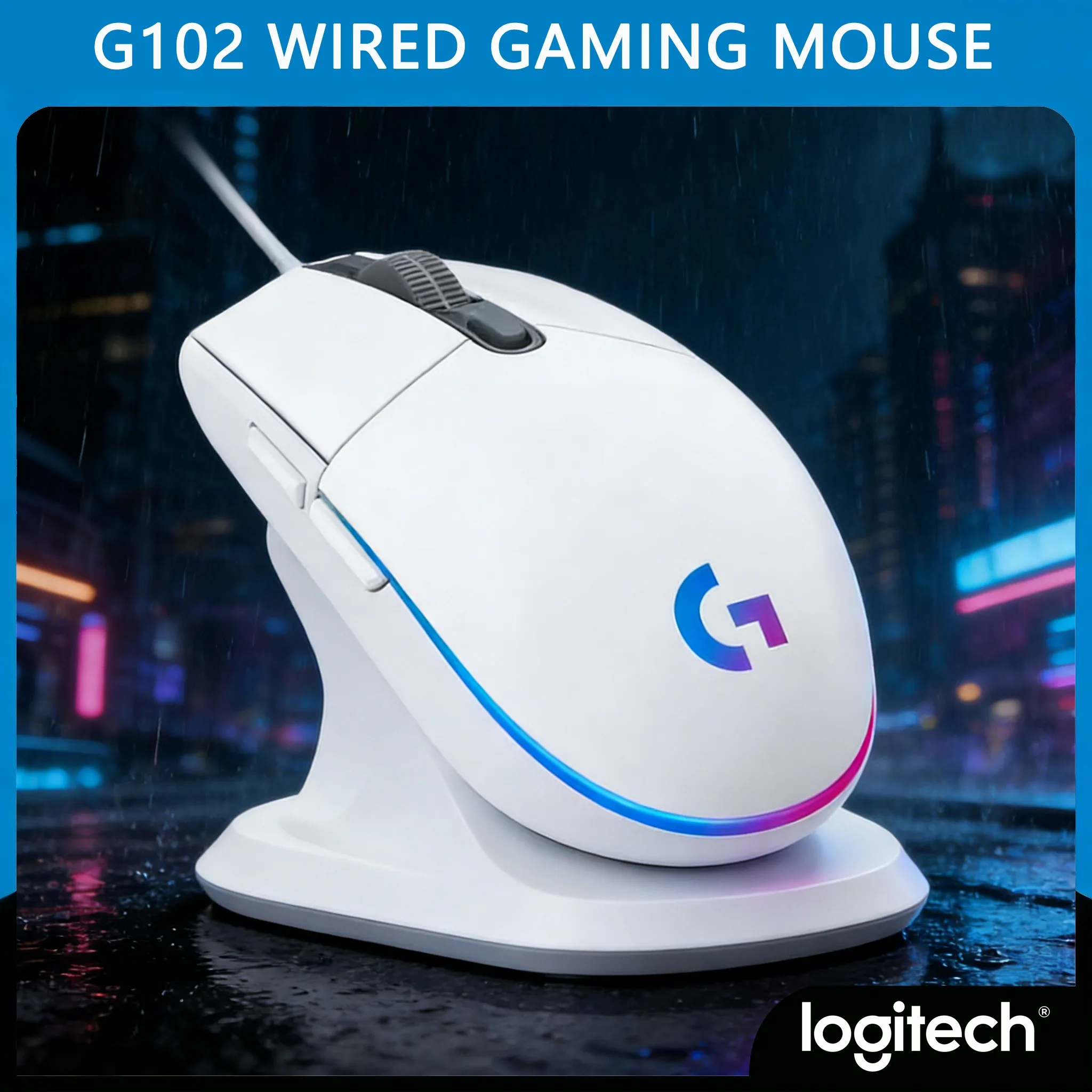 

Игровая мышь Logitech G102 с 6 программируемыми кнопками, легкая, RGB, проводная
