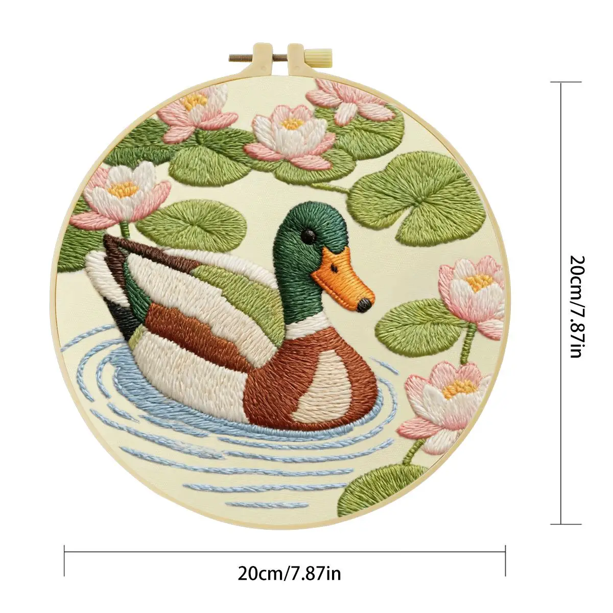 1 Stück 20X20CM/15X15CM 7,87/6,3 Zoll Tier - Ente Stickerei Starter-Kit DIY-Kit DIY-Stickerei-Set für Anfänger – Detail 4
