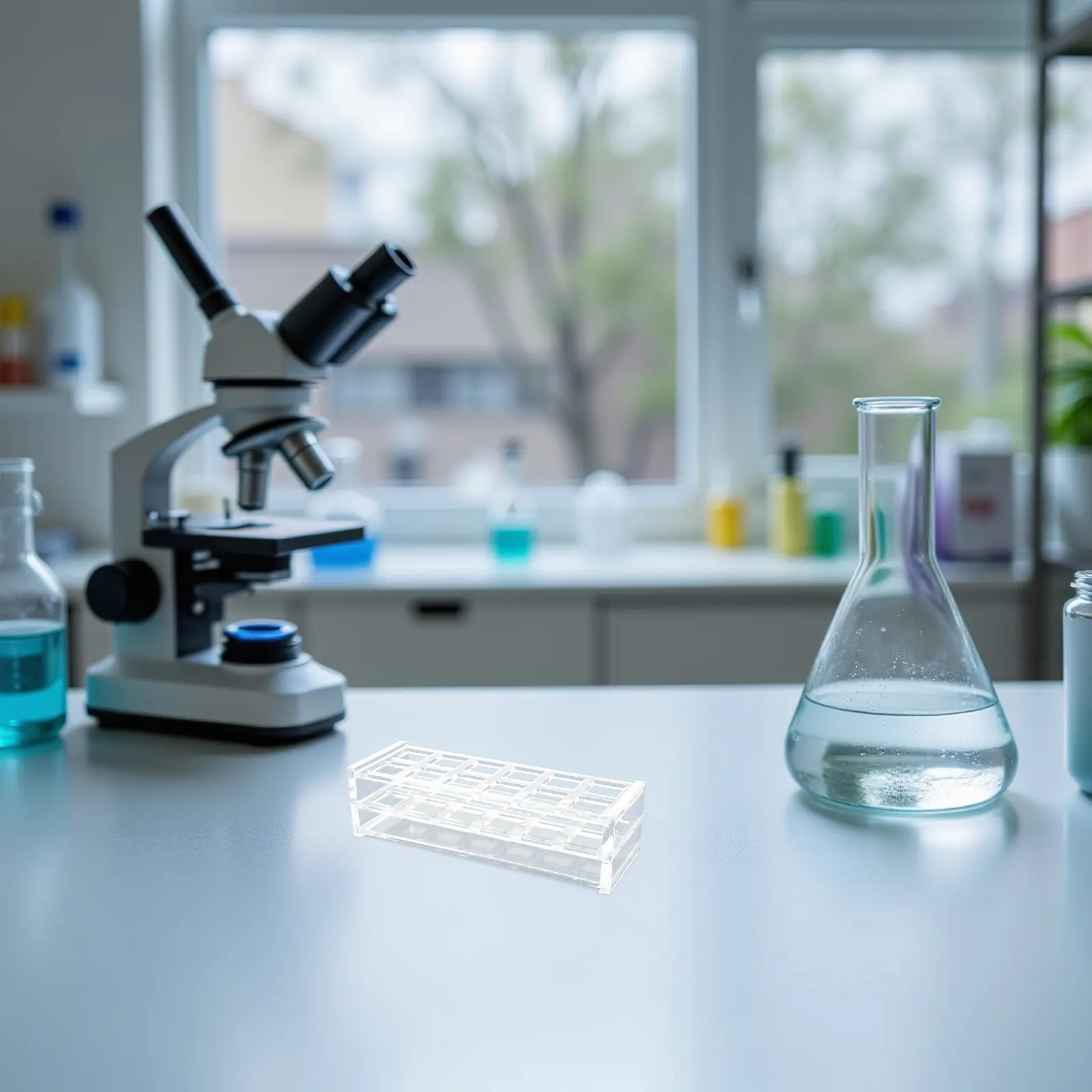 12-Places Acrylic Cuvette Rack Lab Holder Stable Structure for Chemistry Biology Research Laboratory Tube Storage Organizer