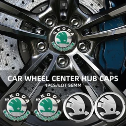 4Pcs Car Wheel Hub Center Caps Stickers Rim Badge Cover For Skoda Octavia Fabia Rapid Superb Yeti Enyaq Kodiaq Kamiq Karoq Scala