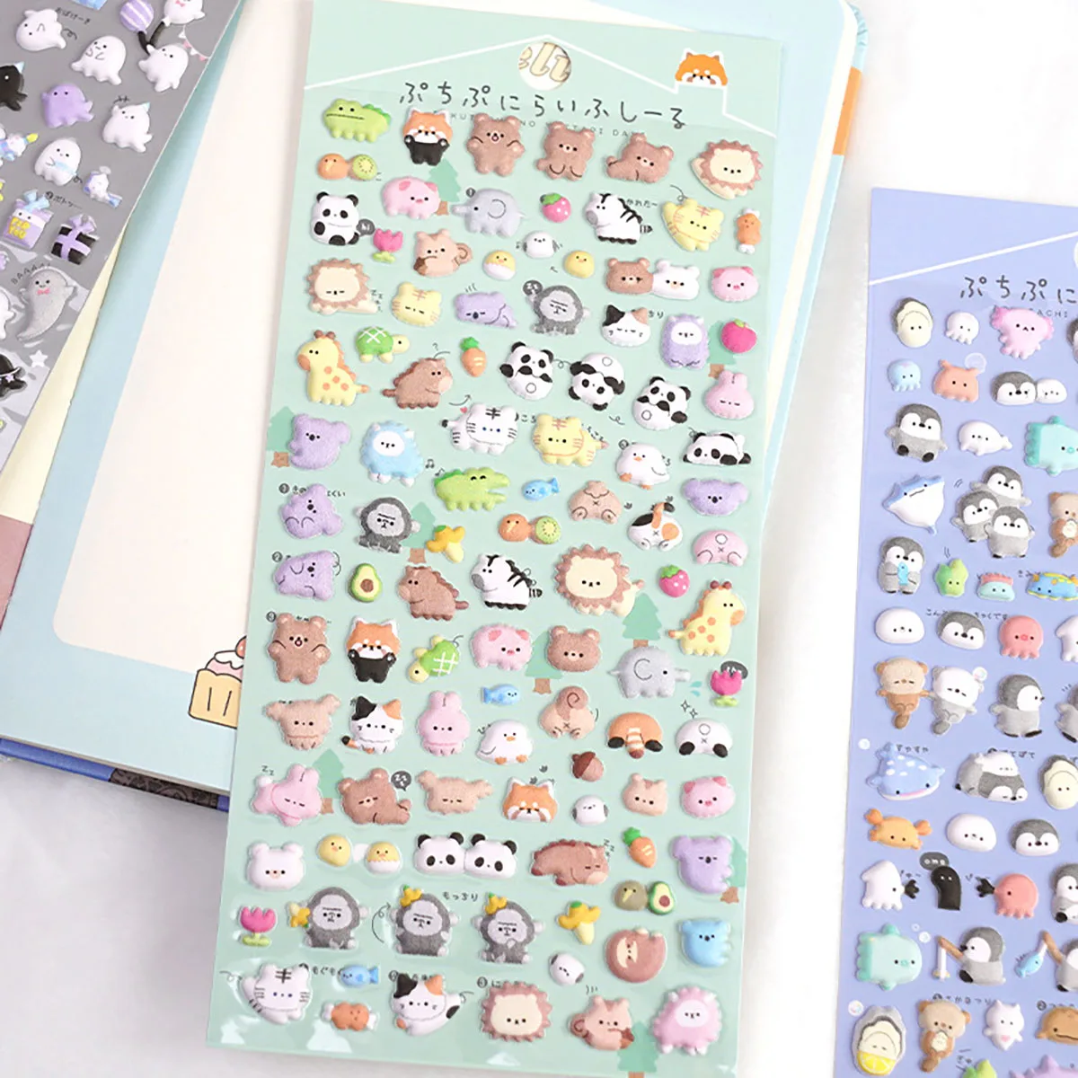 3pcs Kawaii 3D Puffy Stickers Mini Cartoon Animals Cute DIY Scrapbooking Journal Deco Aesthetic Stationery Art Supplies