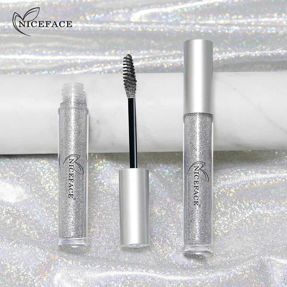 Diamond Glitter มาสคาร่า Quick-drying ฟิล์มหักเพชรเงามาสคาร่า Curling Eyelashes หนายาวมาสคาร่าสําหรับขนตา