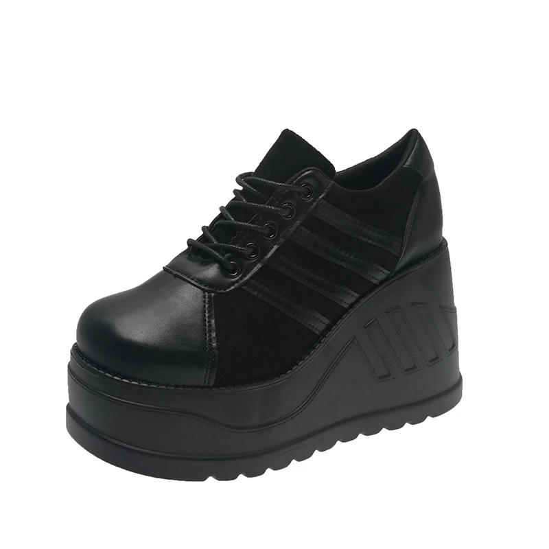 Große Größen 35-43 Schwarzes Design Damen Plateau Mode Cosplay Keilabsatz High Heels Damenpumps 2026 Street Sneaker Schuhe Frau – Detail 2
