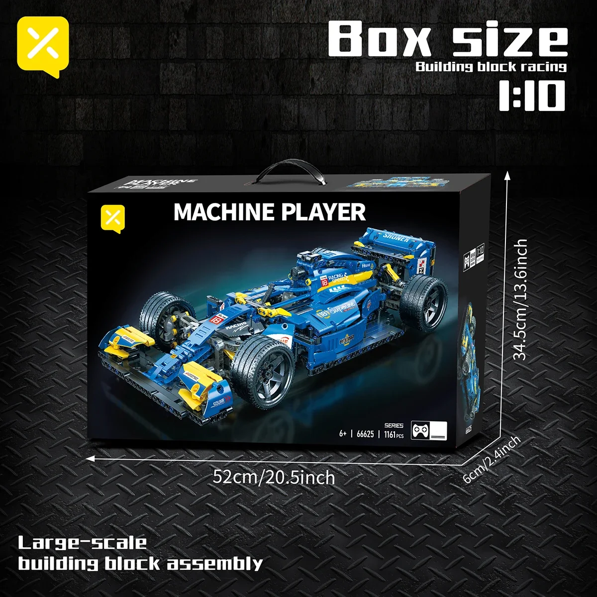 Kbox Blue F1 Formula Racing Car Building Block Model 1:10 مقياس مثالي لعبة المكعبات القابلة للجمع لتزيين سطح المكتب