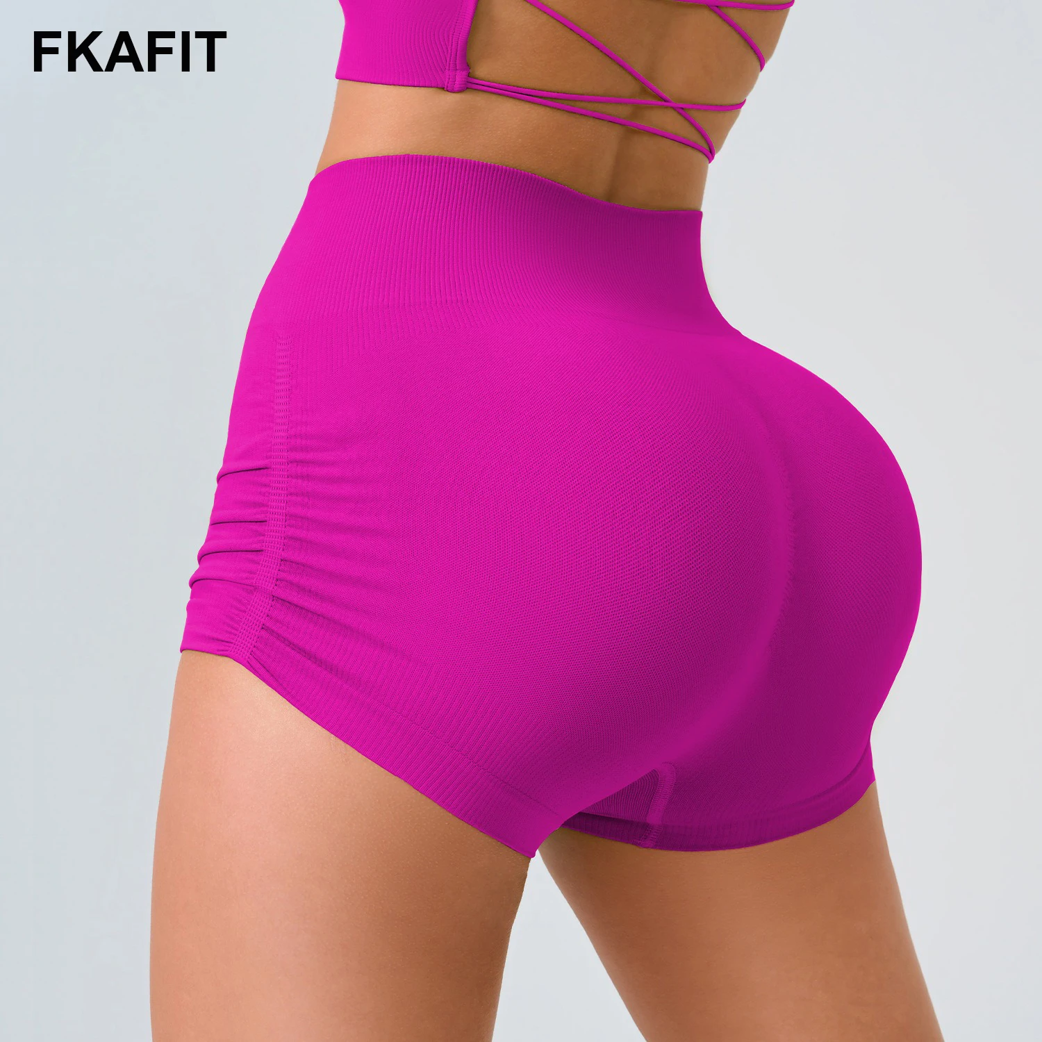 Women's High Waist Workout Shorts Butt Lifting Tummy Control Yoga Short Pants With Side Pleats