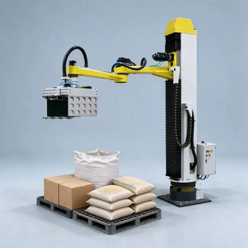 Column Palletizer Single Column Vertical Palletizing Device Adjustable Stack Height For Box And Bag Pallet Arrangement