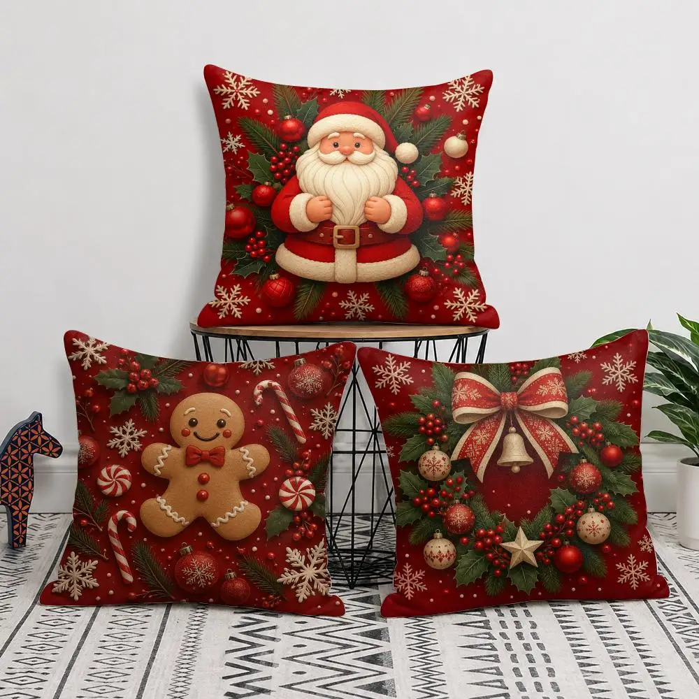 Winter Wonderland Holiday Christmas Cushion Cover Soft Short Plush Pillow Cover Smooth Cozy Texture Cushion Case Home Decor