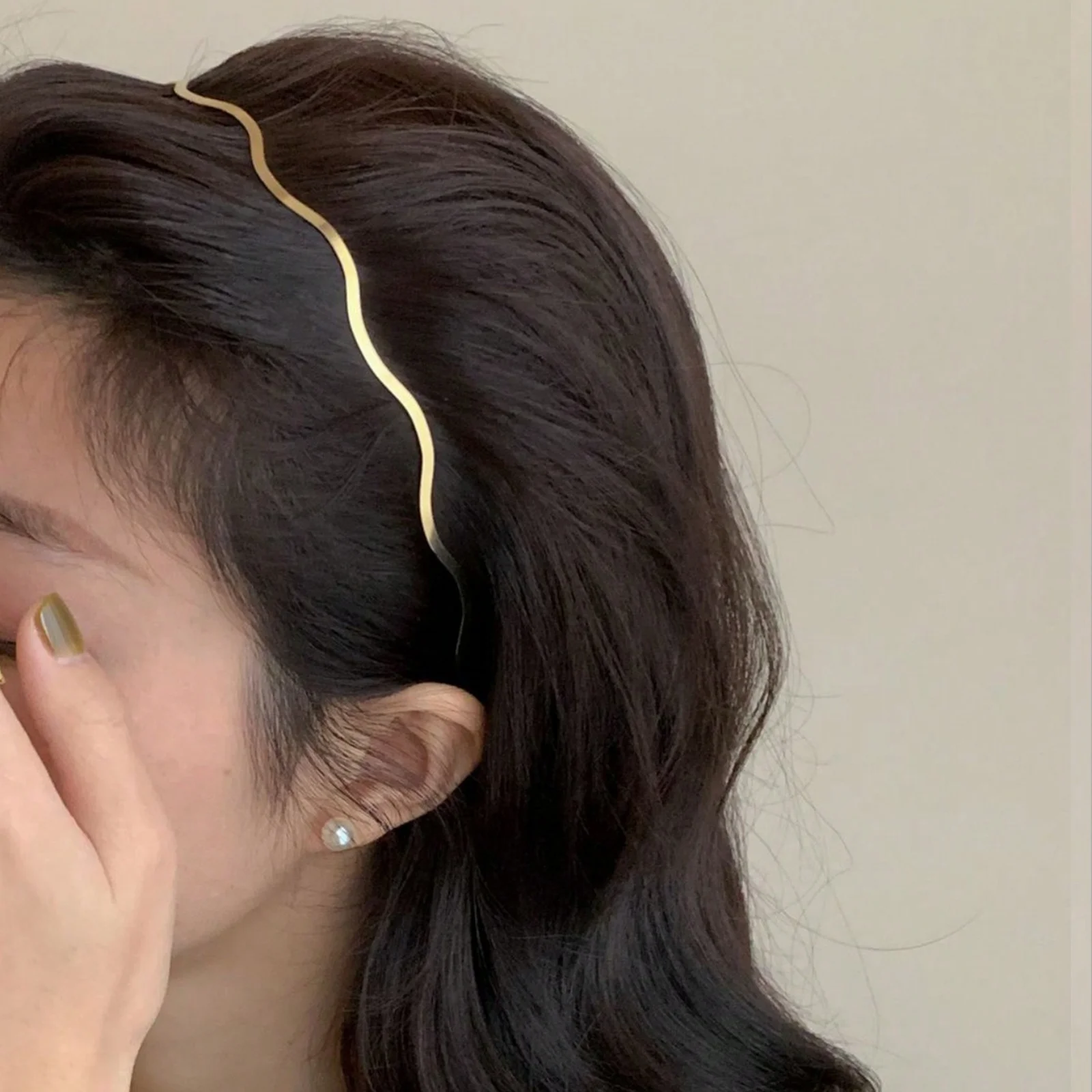 

2PCS Fashionable Women's Gold Metal Wave Hairbands, Curved Headbands, Geometric Thin Headbands - Suitable for Daily Wear & Parti
