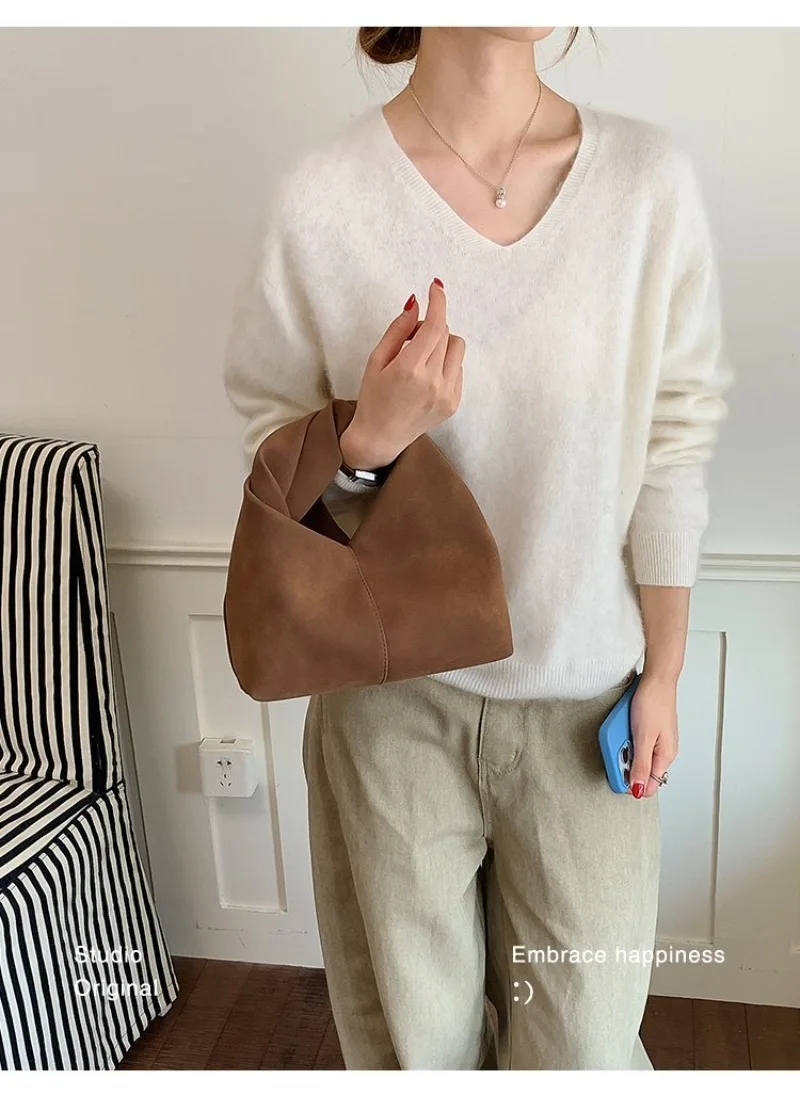 CEEKAY Wildleder-Handtasche im Hobo-Stil mit Perlenanhänger, Metallring, dünnem Riemen, vielseitig einsetzbar für den Alltag, Pendeln und Freizeit, große Kapazität – Detail 31