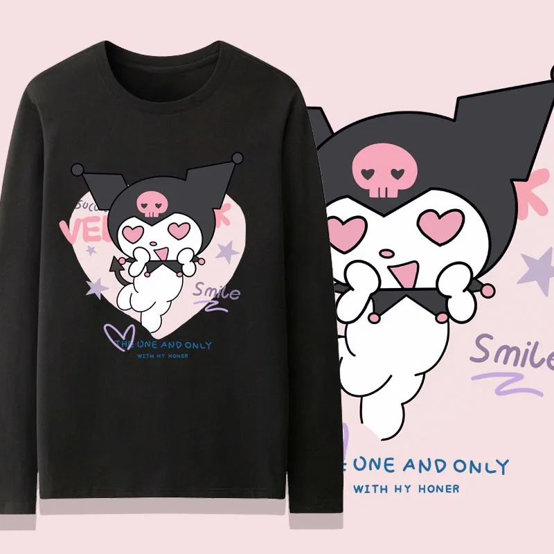 

Sanrio Long-sleeved T-shirt Women 2024 New Cinnamon Dog Kulomi Melody Co-branded Clothes Pure Cotton T-shirt Tide