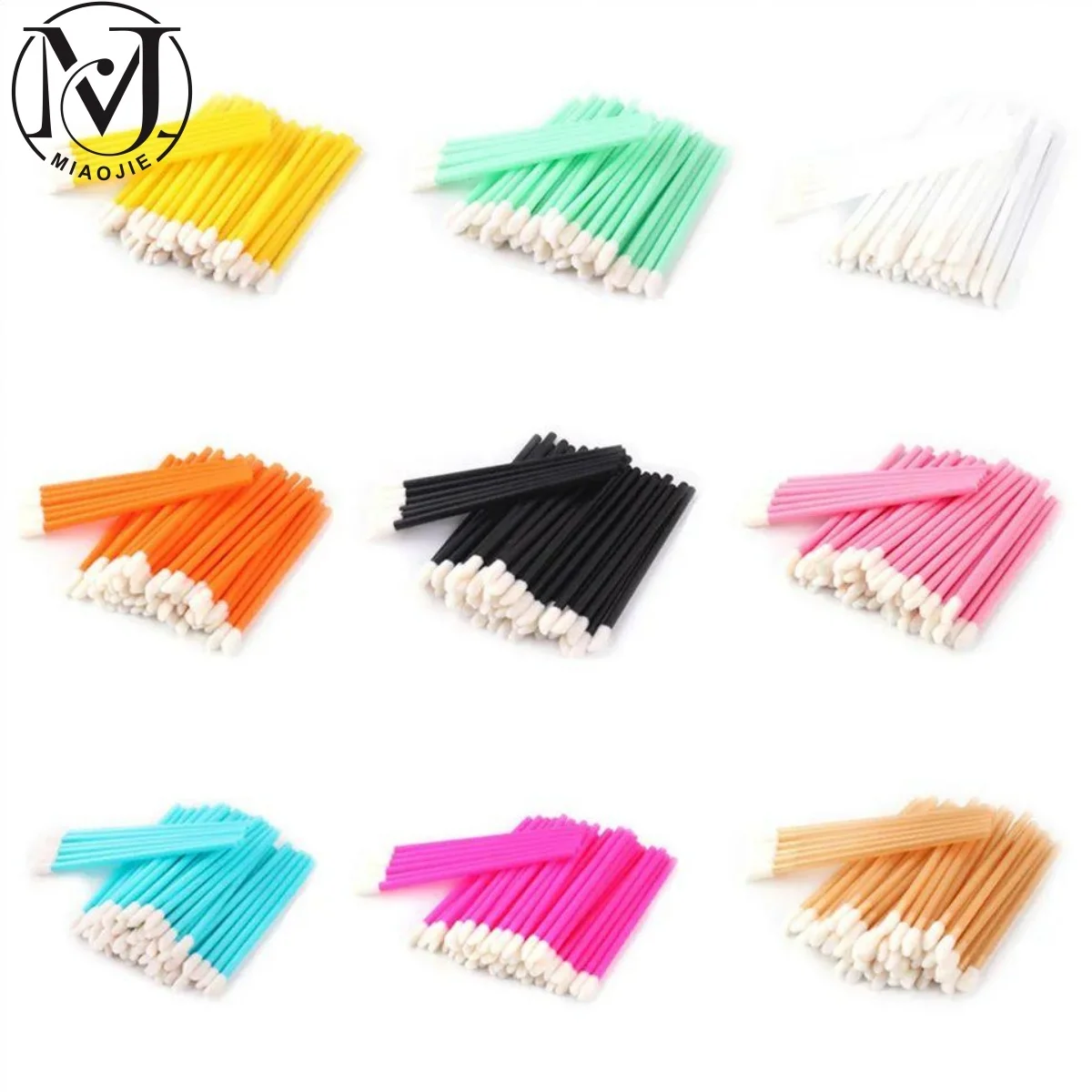 MJ 50Pcs Disposable Eyelash Eyebrow Brushes Gloss Swabs Lash Brush Eyeshadow Gloss Mascara Brushes