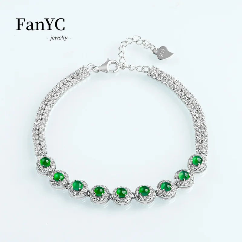 

Myanmar A-goods Jadeite Nine Beads Bracelet S925 Silver Inlaid High-grade Exquisite Charm Ice Jade Hand Jewellery Ladies Gift