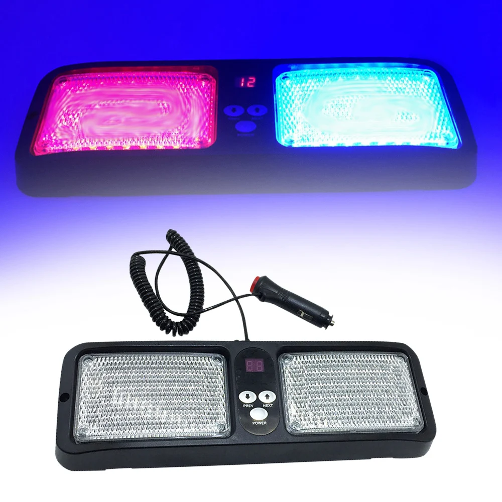 RCL Red Blue 86 LED Sun Visor Emergency Strobe Lights 12 Flash Modes Hazard Police Warning Light For Law Enforcement Vehicle New