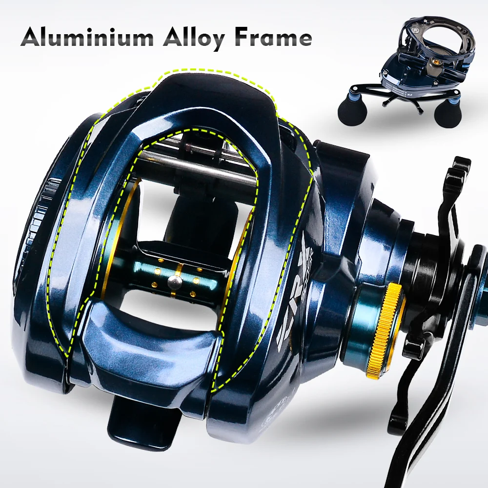 PROBEROS Baitcasting-Rolle 6,5:1 Übersetzungsverhältnis 6+1BB 20 kg/44 lb Drag 243/245 g Metallgehäuse Cast Drum Wheel Salzwasser-Angelrolle Pesca – Detail 13