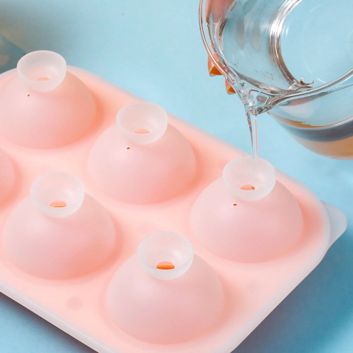 Leeseph Ice Cube Tray, Rose Ice Cube Trays With Covers, 6 Cavity Silicone Rose Ice Ball Mold for Whiskey, Juice