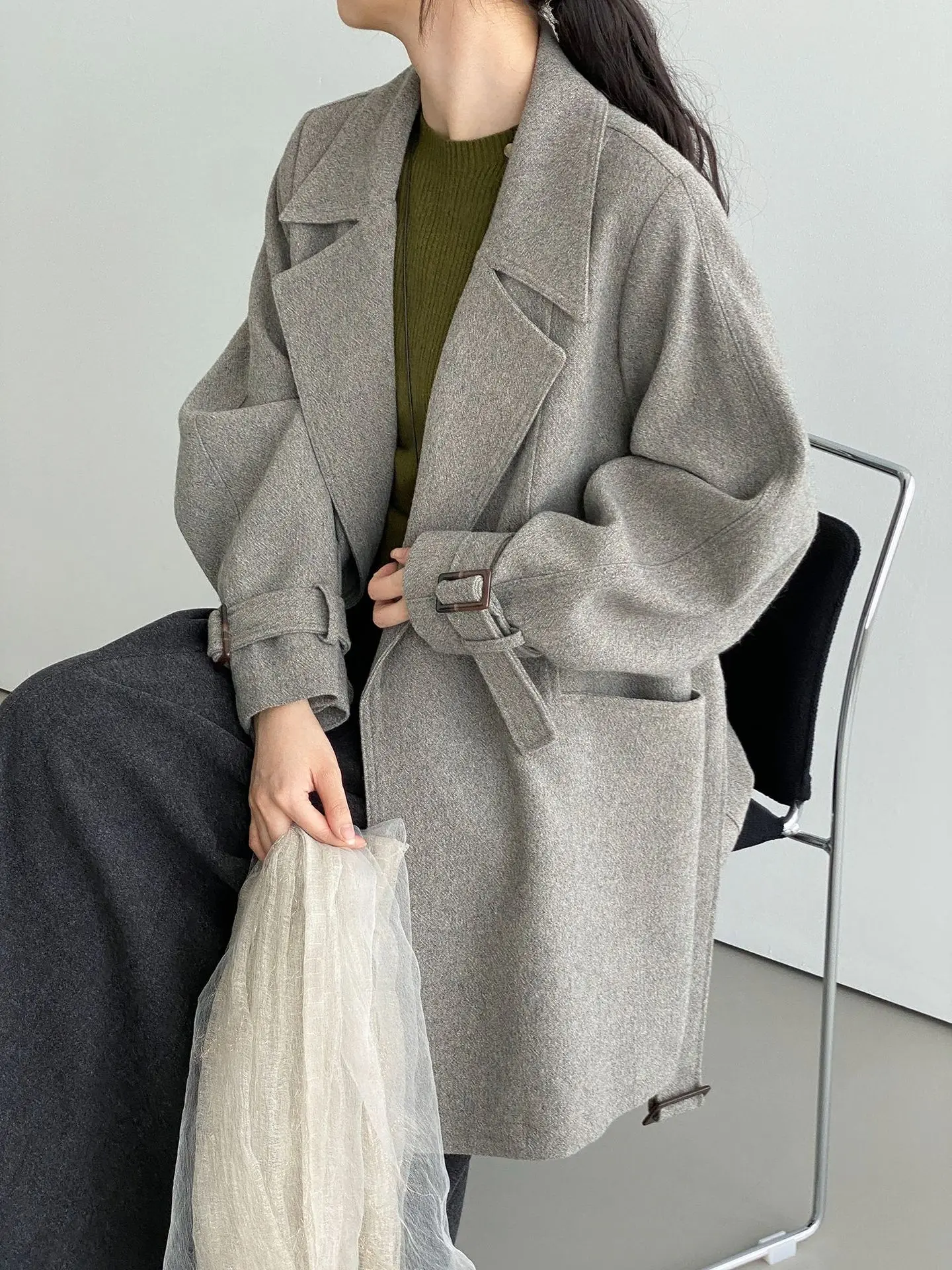 50% Wool Women Winter AutumnTurn Down Collar Blazer Coat Vintage Woolen Blazer Feminino Casaco Tops For Women Clothes