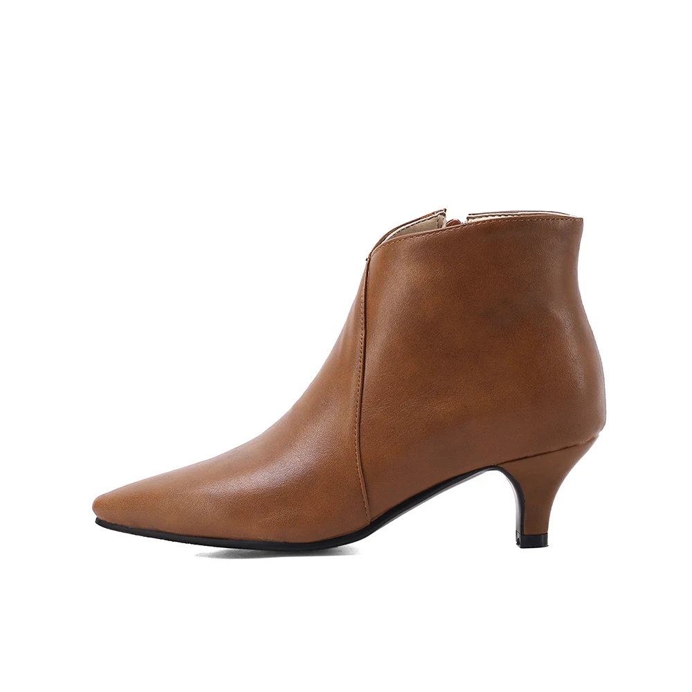 Autumn New Sweet Black Beige Women Ankle Nude Boots Sexy 2 inch Heels Lady Party Shoes Plus Big Small Size 10 30 43 45 48