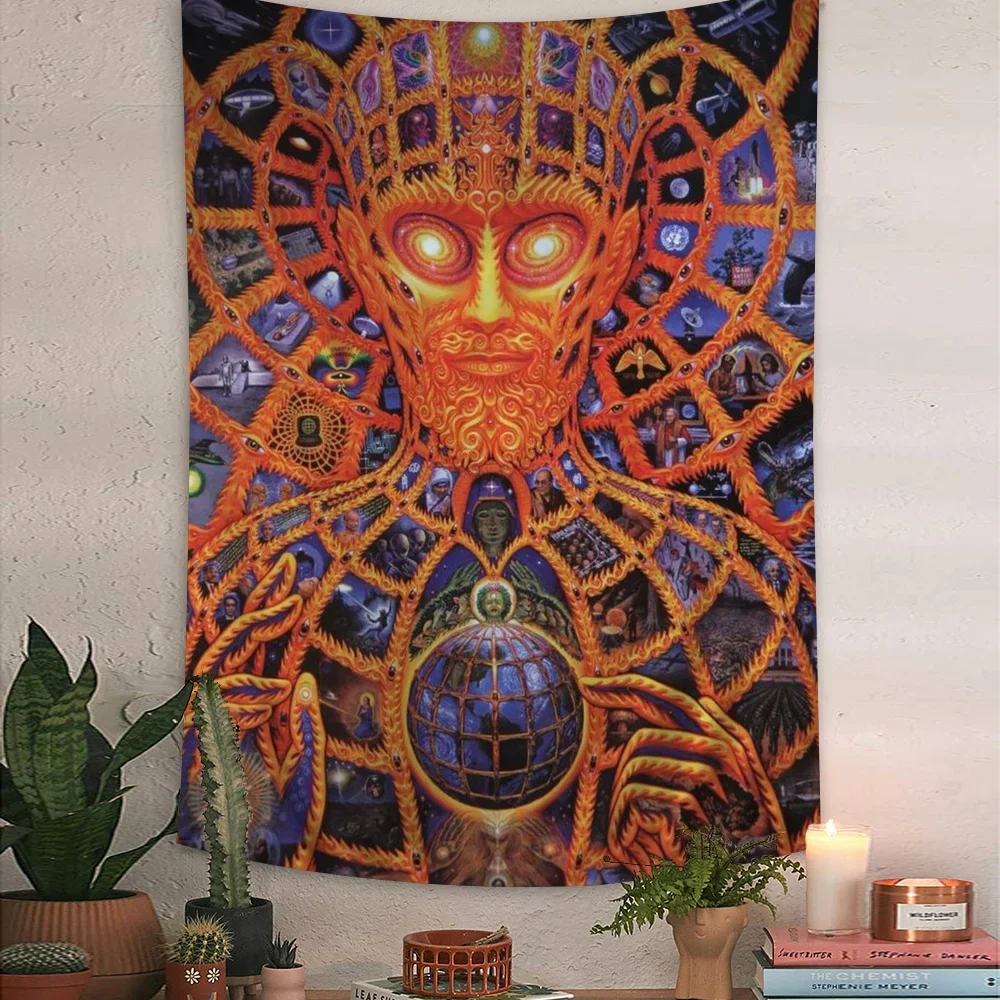 Abstract Alex Grey Trippy Psychedelic Tapestry Anime Tapestry Hanging Tarot Hippie Wall Rugs Dorm Wall Hanging Sheets