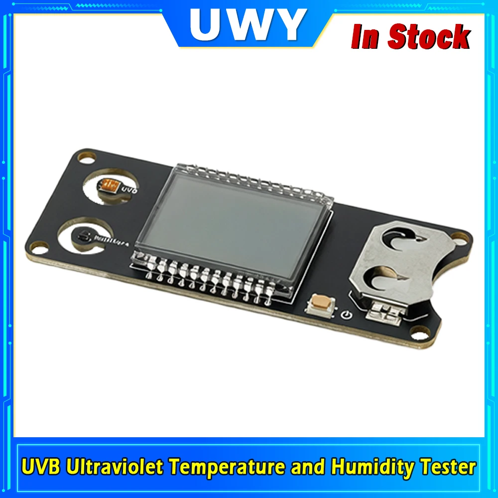 UVB Ultraviolet Temperature Humidity Tester Module Digital LCD Screen Integrat UVB Light Intensity Temp Humidity Detector Board