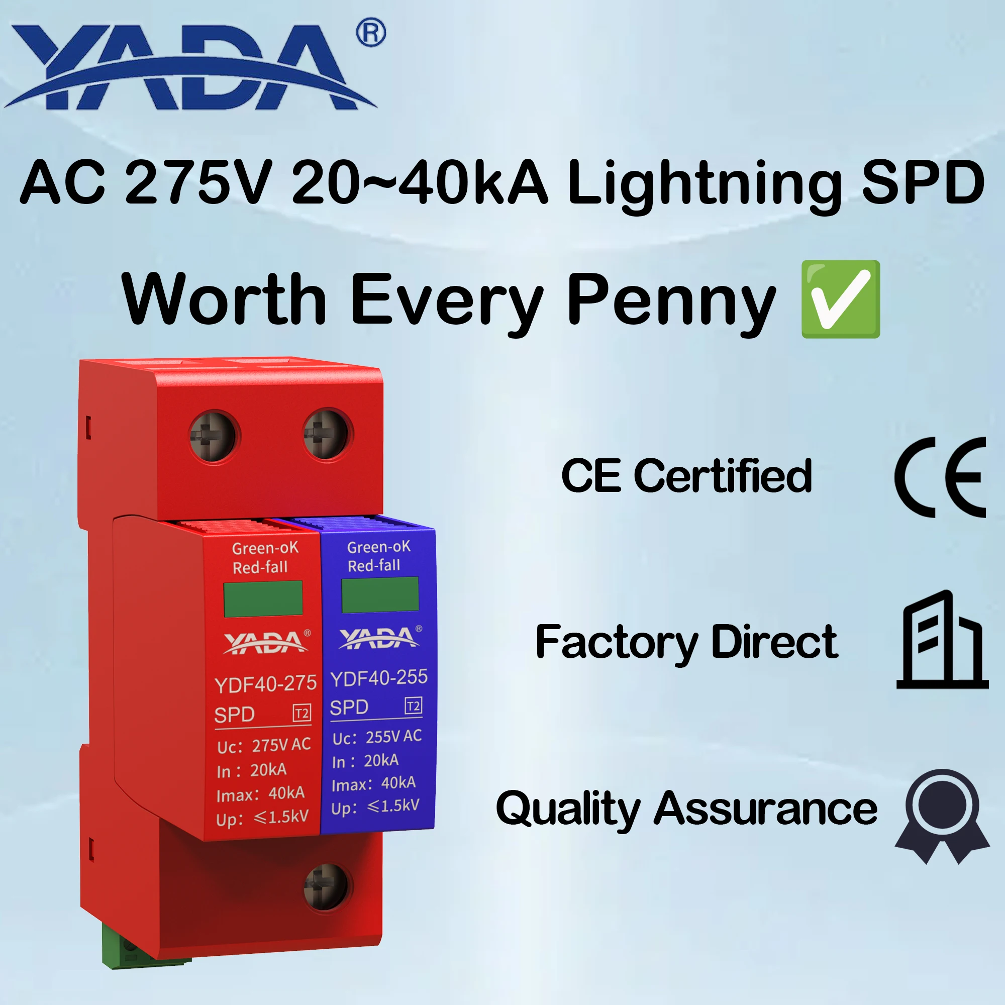 

AC Lightning SPD Surge Protector 275V 20~40kA, 1+1 / 3+1 Modular DIN Rail Arrester for Reliable Overvoltage Protection