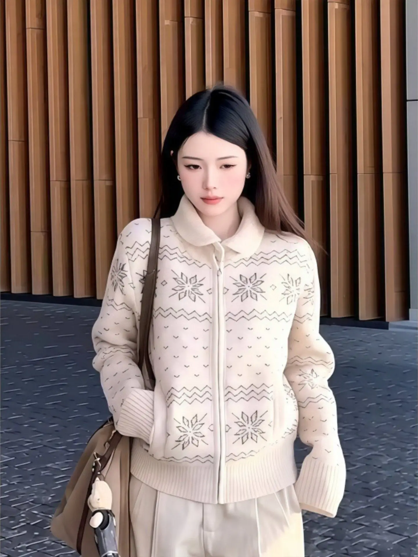 

Korean Sle Lazy High-End Collar Knitted Sweater Women's Casual Open Cardigan Top Spring New Simple Match All Leisure
