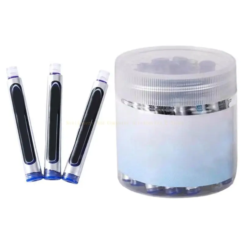 30x Fountain Pen Cartridges Black 3.4mm Refills Blue Quick-Drying Replaceable Cartridges for School