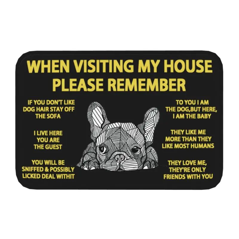 French Bulldog Floor Door Kitchen Bathroom Mat Anti-Slip Outdoor Frenchie Dog Doormat Garage Entrance Rug Carpet Footpad