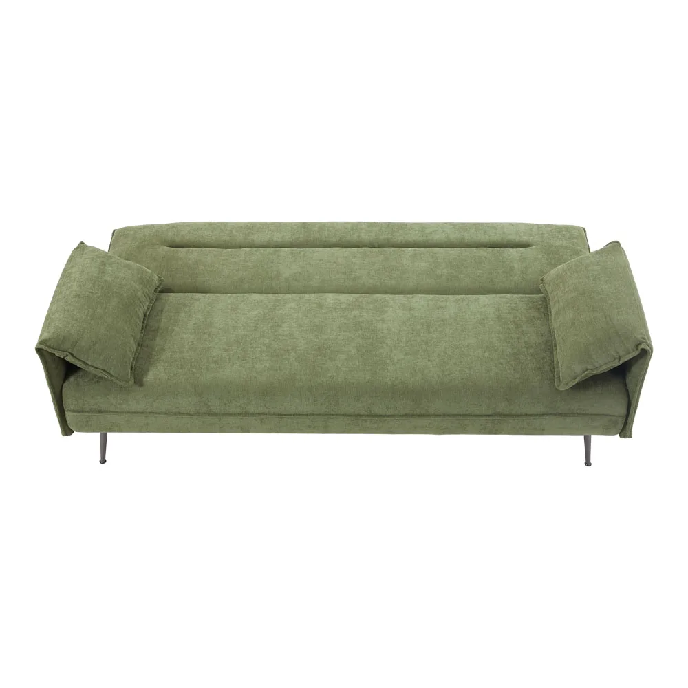 سرير أريكة عصري قابل للتحويل من Haodirect ، 3 مقاعد ، عصري بوسادتين ، أرجل معدنية سوداء ، غرفة معيشة وغرفة نوم #2