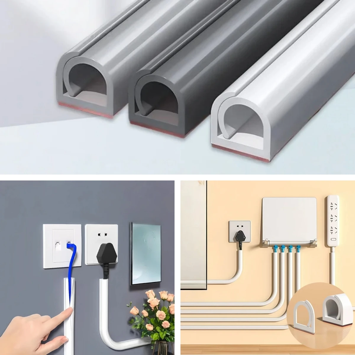 1PC 2mX1cm PVC Cable Management Tray Concealer Cable Organizer Channel Trunking for Home Office Cable Conduit