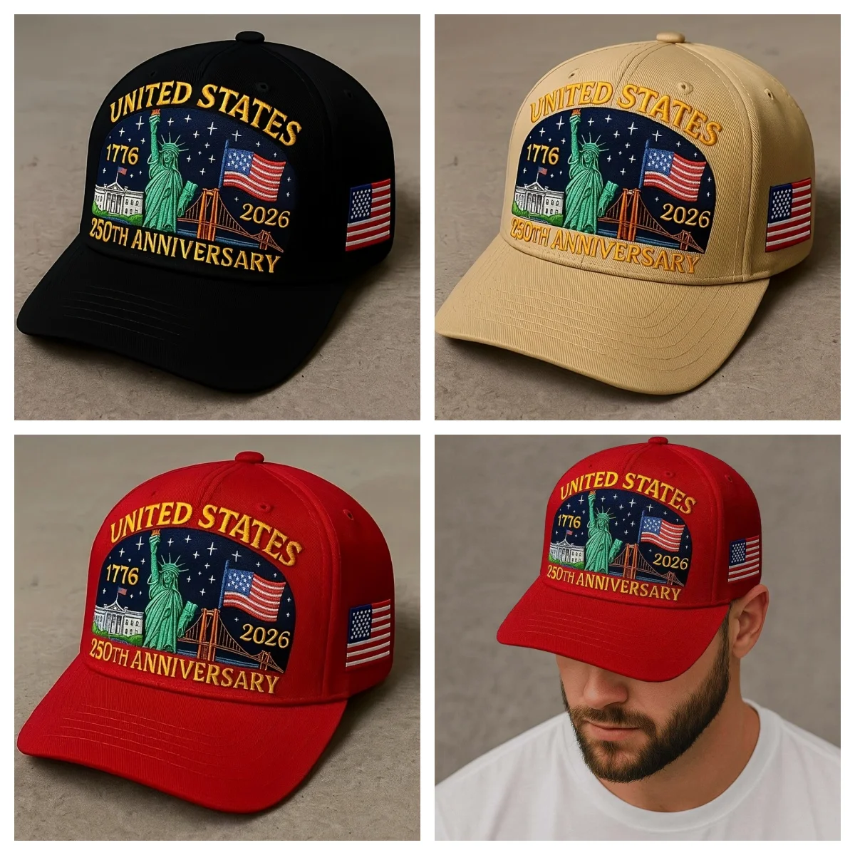 

250th Anniversary Cap Embroidered Statue Of Liberty Cap Embroidered Trucker Hat Breathable Us Flag Hat For Patriotic Citizens