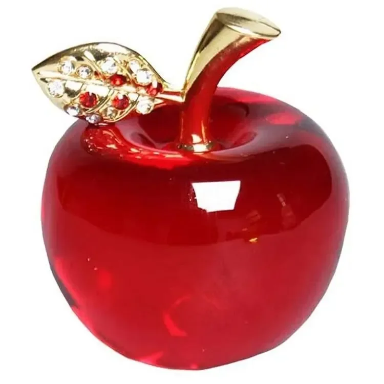 

Crystal Christmas Ornament Apple, Red Color, 5 x 5.2 cm Size, 1 Piece Included, Glass Material, for Christmas Weddings Home