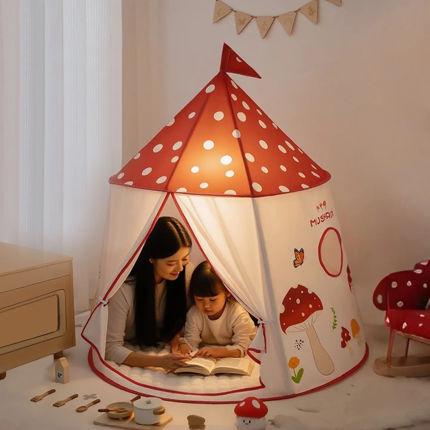 Maison de jeu jouet pour enfants intérieur et extérieur enfants Pop Up plis tente de jeu enfant champignon princesse Playhouse tente tipi