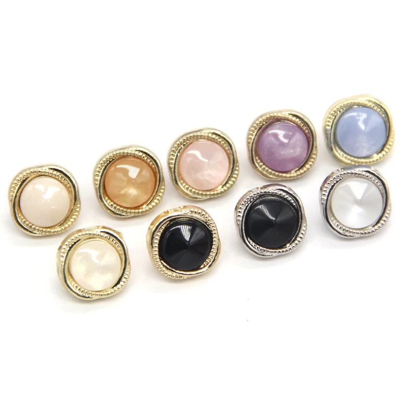 HENGC 11mm Small Shirt Round Gold Metal Buttons For Clothing Chic Blouse Sleeve Dress Cuff Collar Decorations Sewing Accessories