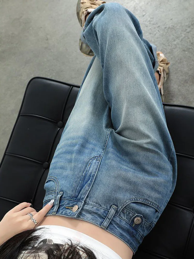 Mode coréenne Vintage Baggy sarouel femmes décontracté taille haute Streetwear pantalon en Denim droit tendance Vintage lâche Vaqueros