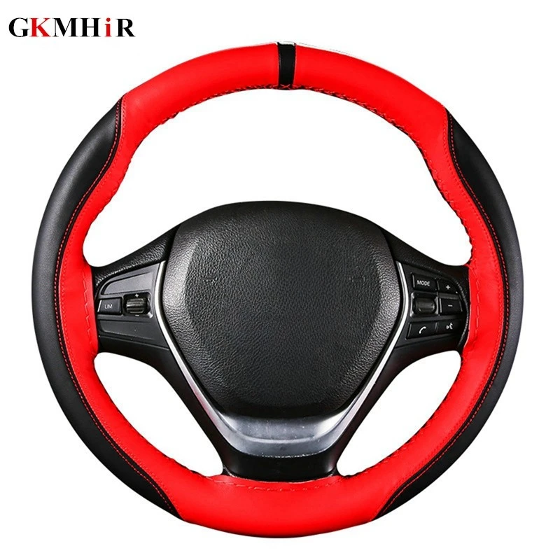 Steering Wheel Covers/Soft Fiber Leather Leather Steering Wheel Cover Breathable Steering-Wheel With Needle and Thread