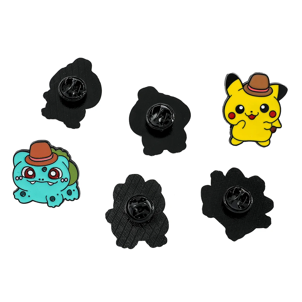 6 Pcs Anime Cartoon Brooch Cute Pikachu Psyduck Gengar Snorlax Enamel Pin Metal Badge Jewelry Clothing Backpack Accessories Gift