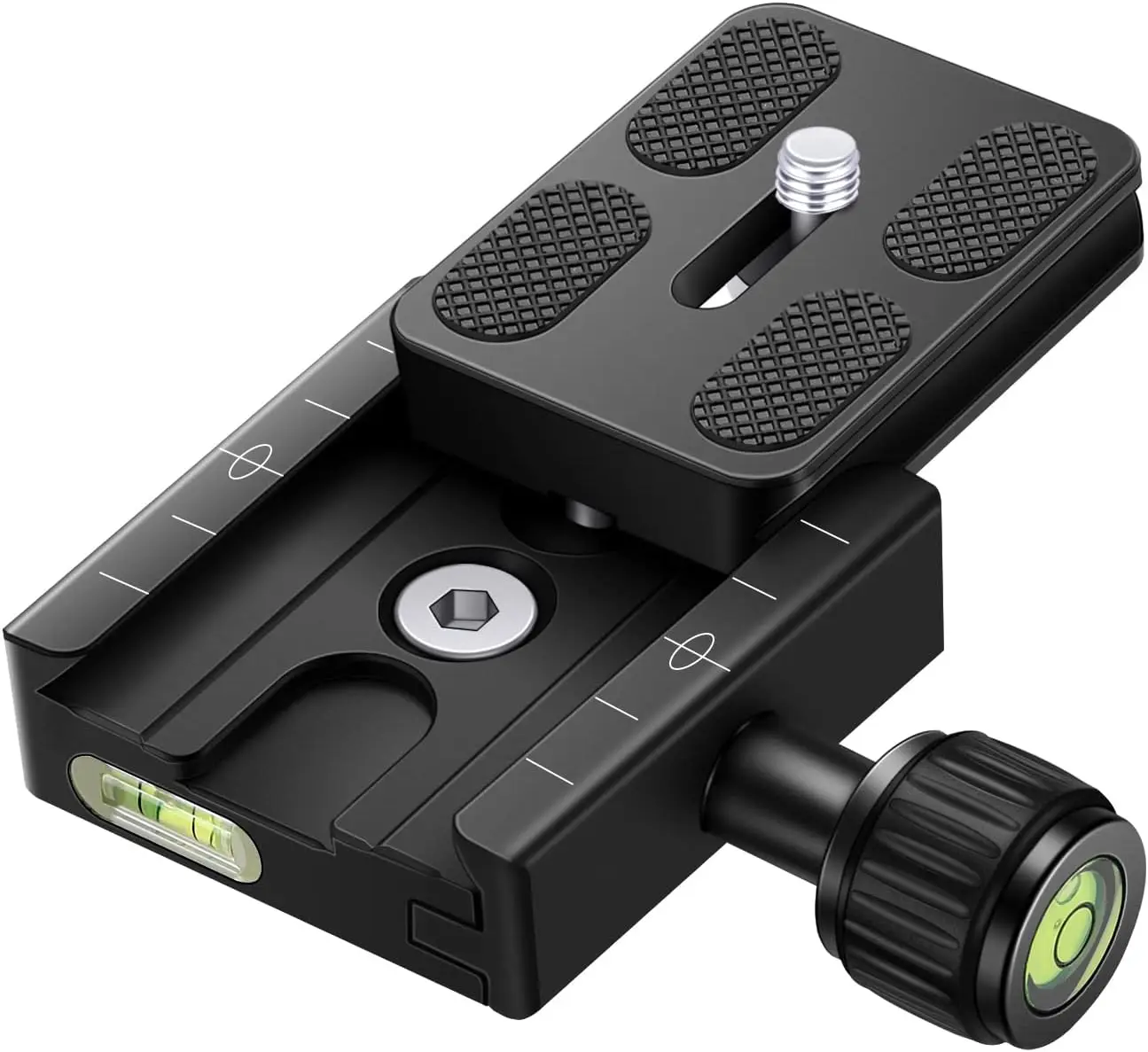 NEEWER Metal 50mm Quick Shoe Base Clamp and QR Plate with Bubble Level and Adjustable Lever Knob