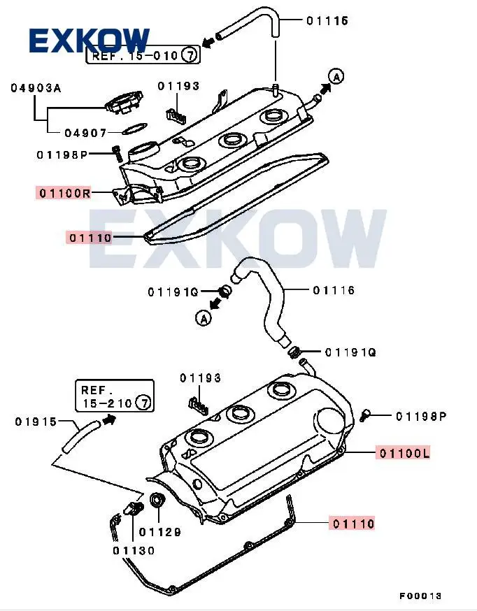 KOWZE Rocker Cover Assy for Mitsubishi Pajero Montero V63W V73W MD331652 MD371756 MD303148