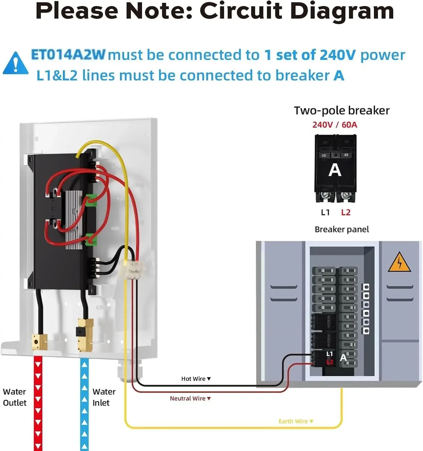 Calentador de agua sin tanque, calentador de agua instantáneo ORBEK 14KW 240V bajo demanda, agua caliente sin fin para uso doméstico residencial, con LED Digi