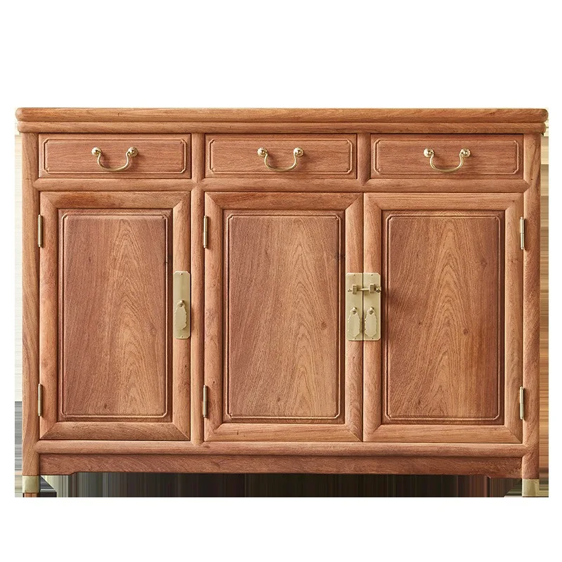 Myanmar pear side cabinet, solid wood tea cabinet, Chinese antique big fruit red sandalwood storage cabinet