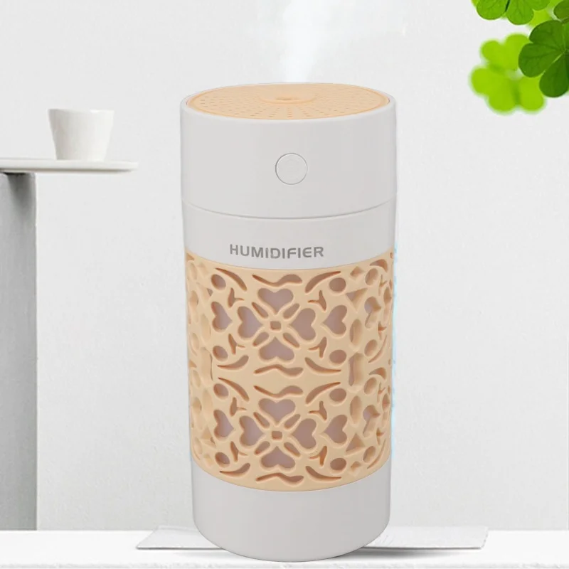Car Humidifier Ultra Sound Large Spray Volume Quiet USB Mini 250ML Car Essential Oil Diffuser For Desktop Office Bedroom Yellow