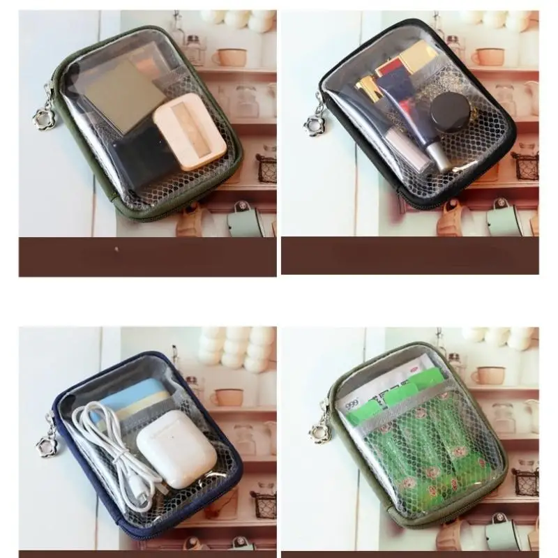 N$ 1Pcs Headphone Data Cable PVC Clear Storage Bag Waterproof Large Capacity Toiletry Bag Multi-functional Hard Shell Organizer