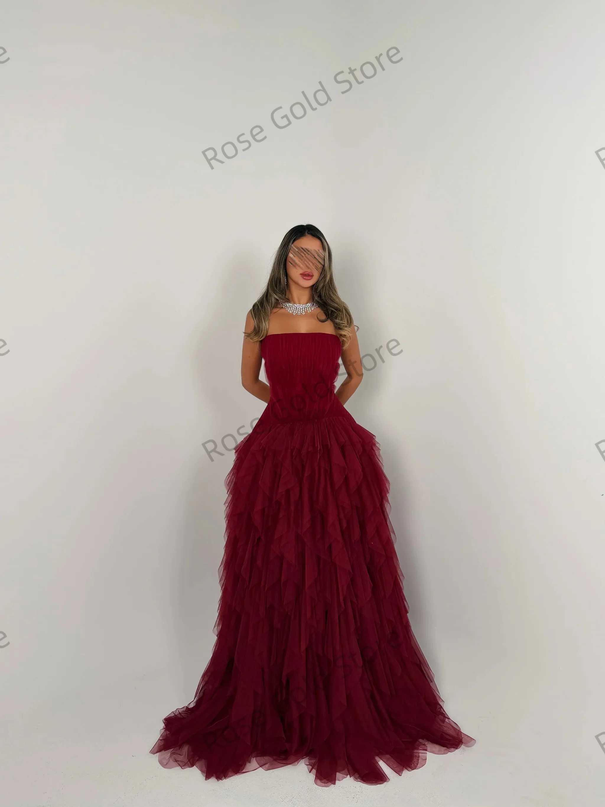 Elegante borgonha vestidos de noite encantador uma linha babados vestido de gala personalizado formal brithday feminino robe de soriee