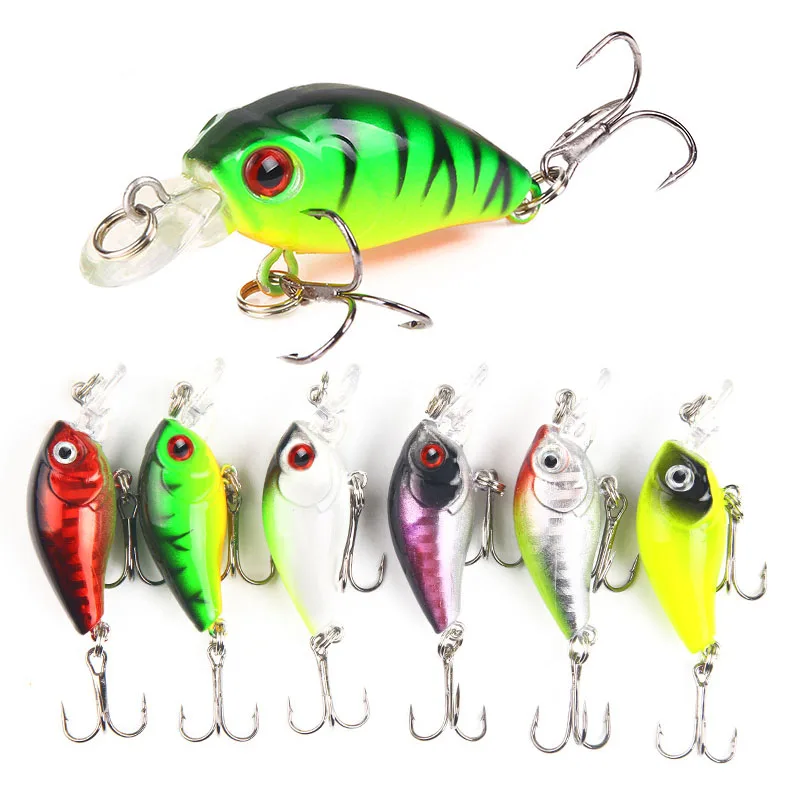 1Pc Crank Minnow Fishing Lure Topwater Hard Bait 45mm 3.8g Artificial Wobbler Crankbait Carp Perch Pesca Fishing at Sea River