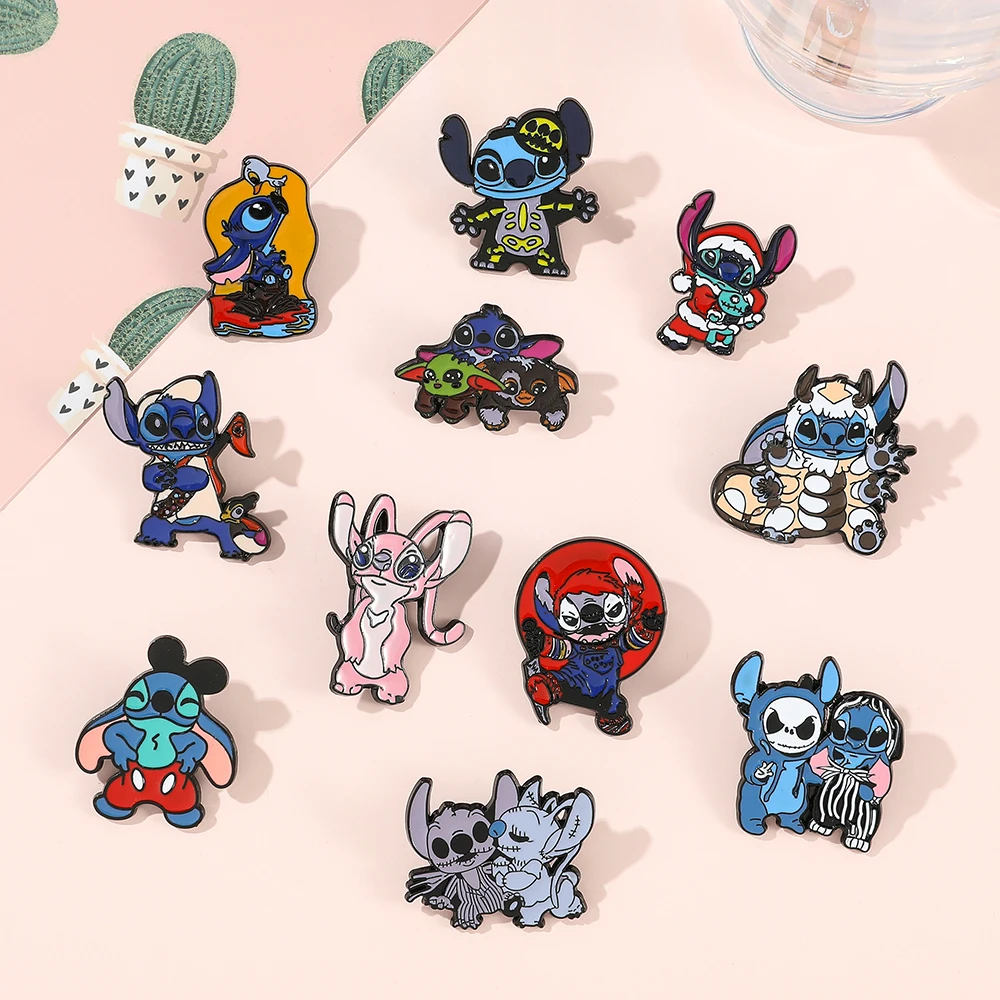 Stitch Lapel Pins for Backpack Accessories Cartoon Lilo & Stitch Enamel Brooch Jacket Badge for Kids Cute Jewelry Gifts