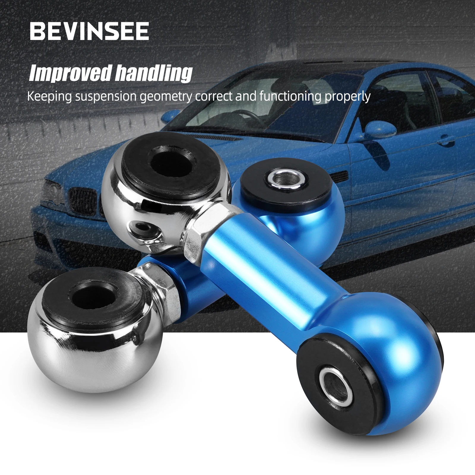 BEVINSEE Adjustable Rear Anti Roll Bar Stabiliser Drop Links Kit For BMW E46 320i 323i 325i 328i 330i 316i 318i 1999-2006