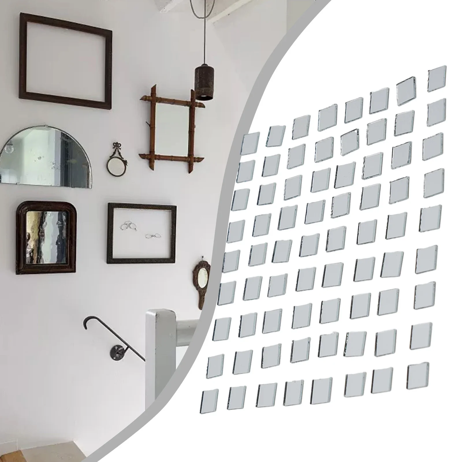 100PCS Self-Adhesives Glass Mirror Mini Square Mirror Mosaic Tiles Stickers For Bathroom Bedroom DIY Party Handmade Craft  Decor