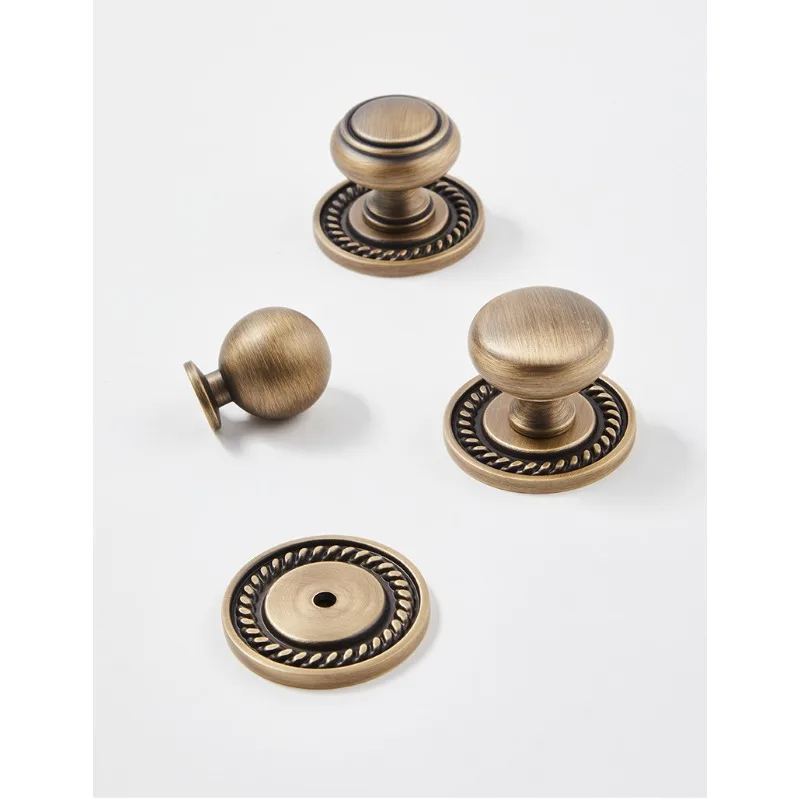 Antique Brass Cabinet Handles with Backplate Solid Bronze Wardrobe Pulls Kitchen Cupboard Door Knobs Furniture Handle