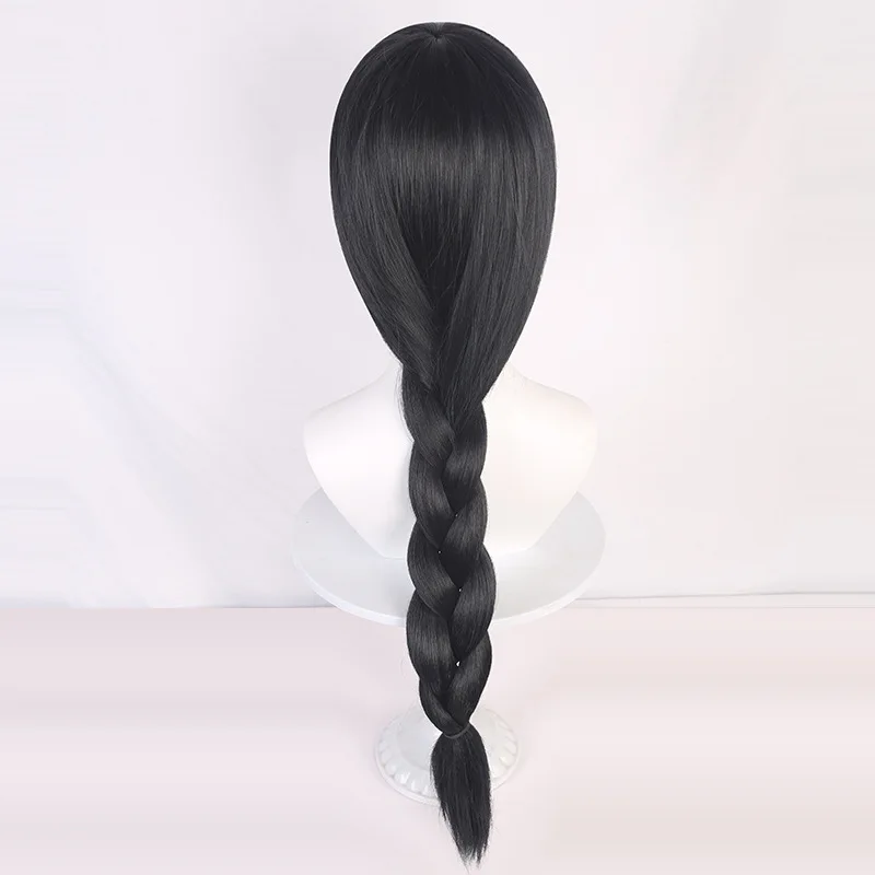 Syntetyczna Długa Pleciona Czarno-Niebieska Peruka Cosplay z Grubymi Skręcankami, Kostium na Imprezę, Włókno Odporne na Ciepło
