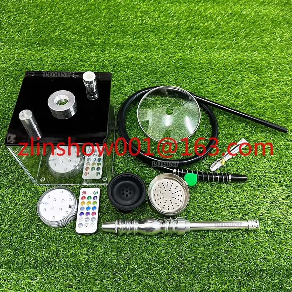 Clear Transparent Square Hookah Acrylic Shisha Set Complete Accessories Cachimba Smoke Box LOMINT LM-HP008-2